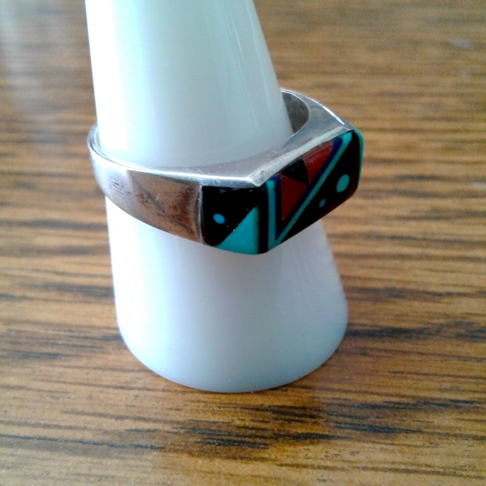 Vintage Native American Zuni Multistone Ring - Picture 10 of 11